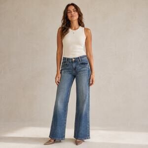 90s Y2K KUT From the Kloth Jean High Rise Wide Leg Petite Jeans Medium Wash 00P